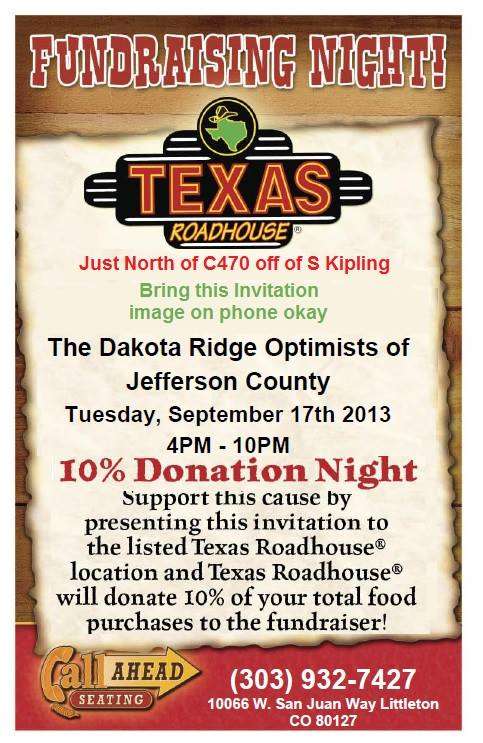 Optimists Benefit Texas Roadhouse